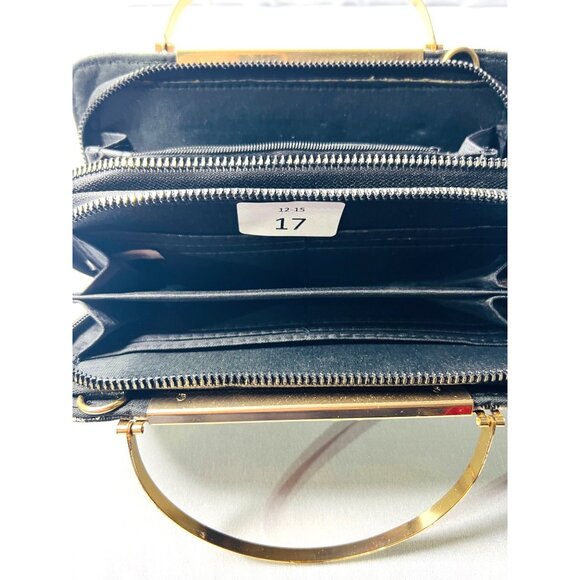 Beverly Hills Polo Club Womens Wallet Clutch With Gold Plated Handle & Plaid Des - Picture 5 of 8